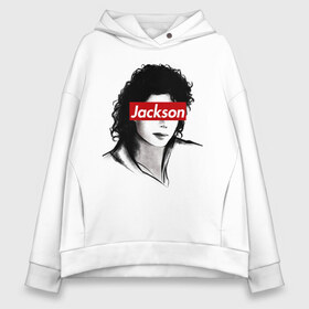 Женское худи Oversize хлопок с принтом Michael Jackson в Курске, френч-терри — 70% хлопок, 30% полиэстер. Мягкий теплый начес внутри —100% хлопок | боковые карманы, эластичные манжеты и нижняя кромка, капюшон на магнитной кнопке | jackson | michael | джексон | майкл