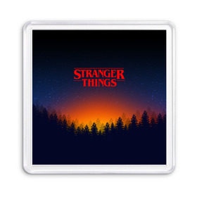 Магнит 55*55 с принтом STRANGER THINGS в Курске, Пластик | Размер: 65*65 мм; Размер печати: 55*55 мм | 011 | eleven | friends don t lie | netflix | stranger things | демогоргон | нетфликс | одиннадцатая | очень странные дела | сериалы