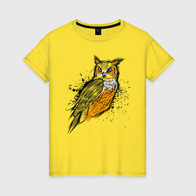 Женская футболка хлопок с принтом Эскиз филина в Курске, 100% хлопок | прямой крой, круглый вырез горловины, длина до линии бедер, слегка спущенное плечо | карандаш | набросок | птица | рисунок | сова | филин | хищник | эскиз