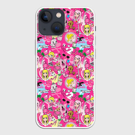 Чехол для iPhone 13 mini с принтом Barbie and Tokidoki в Курске,  |  | adios | barbie | brilliant | cat | dog | doll | girl | heart | heels | japan | palm | pony | tokidoki | адьос | барби | девушка | иногда | кот | кошка | кукла | пес | пони | собака | япония