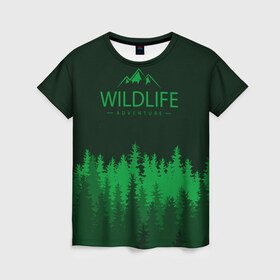 Женская футболка 3D с принтом adventure в Курске, 100% полиэфир ( синтетическое хлопкоподобное полотно) | прямой крой, круглый вырез горловины, длина до линии бедер | adventure | forest | hiking | nature | taiga | traveling | trees | trekking | лес | отдых | охота | приключения | природа | путешествия | тайга | туризм