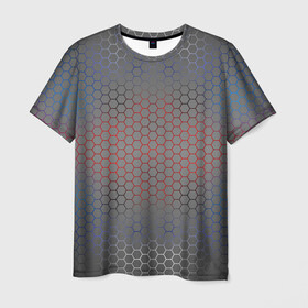 Мужская футболка 3D с принтом Кевлар Color Big в Курске, 100% полиэфир | прямой крой, круглый вырез горловины, длина до линии бедер | абстракция | градиент | камуфляж | карбон | кевлар | россия | соты | триколор