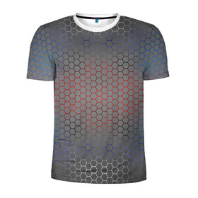 Мужская футболка 3D спортивная с принтом Кевлар Color Big в Курске, 100% полиэстер с улучшенными характеристиками | приталенный силуэт, круглая горловина, широкие плечи, сужается к линии бедра | абстракция | градиент | камуфляж | карбон | кевлар | россия | соты | триколор