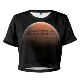 Женская футболка 3D укороченная с принтом Elon Reeve Musk в Курске, 100% полиэстер | круглая горловина, длина футболки до линии талии, рукава с отворотами | 