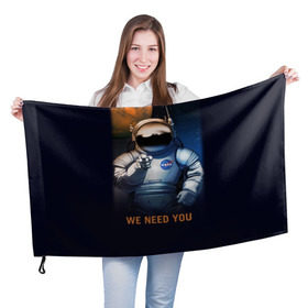 Флаг 3D с принтом NASA в Курске, 100% полиэстер | плотность ткани — 95 г/м2, размер — 67 х 109 см. Принт наносится с одной стороны | nasa | астрономия | галактика | звезды | космонавт. планеты | космос | наука | небо