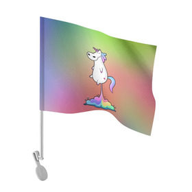 Флаг для автомобиля с принтом Единорог на Старте в Курске, 100% полиэстер | Размер: 30*21 см | corn | horse | magic | rainbow | unicorn | unicorns | волшебство | единорог | единороги | животное | лошадка | лошадь | магия | пони | радуга | рог | рога | сказка