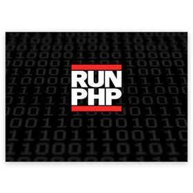 Поздравительная открытка с принтом Run PHP в Курске, 100% бумага | плотность бумаги 280 г/м2, матовая, на обратной стороне линовка и место для марки
 | Тематика изображения на принте: admin | administrator | calm | code | coder | coding | dmc | engineer | job | keep | php | programmer | run | администратор | айти | инженер | код | кодинг | программа | программист | профессия | сисадмин