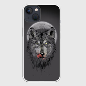 Чехол для iPhone 13 с принтом Волк Облизывается в Курске,  |  | forest | grey | moon | werewolf | werewolfs | white | wolf | wolfs | белый | волк | волки | волчата | волченок | волчица | волчицы | лес | луна | оборотень | оборотни | серый | язык
