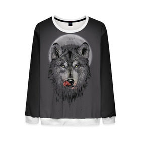 Мужской свитшот 3D с принтом Волк Облизывается в Курске, 100% полиэстер с мягким внутренним слоем | круглый вырез горловины, мягкая резинка на манжетах и поясе, свободная посадка по фигуре | forest | grey | moon | werewolf | werewolfs | white | wolf | wolfs | белый | волк | волки | волчата | волченок | волчица | волчицы | лес | луна | оборотень | оборотни | серый | язык