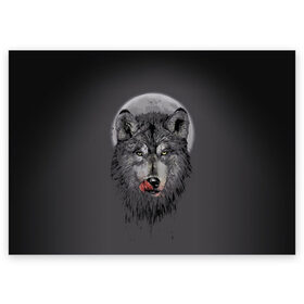 Поздравительная открытка с принтом Волк Облизывается в Курске, 100% бумага | плотность бумаги 280 г/м2, матовая, на обратной стороне линовка и место для марки
 | forest | grey | moon | werewolf | werewolfs | white | wolf | wolfs | белый | волк | волки | волчата | волченок | волчица | волчицы | лес | луна | оборотень | оборотни | серый | язык