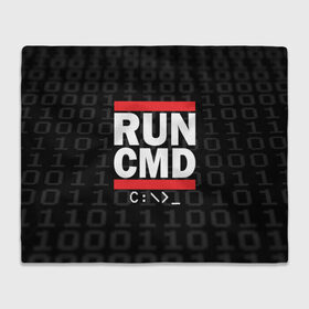 Плед 3D с принтом RUN CMD в Курске, 100% полиэстер | закругленные углы, все края обработаны. Ткань не мнется и не растягивается | Тематика изображения на принте: admin | administrator | calm | cmd | code | coder | coding | dmc | engineer | job | keep | programmer | run | администратор | айти | инженер | код | кодинг | программа | программист | профессия | сисадмин