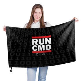 Флаг 3D с принтом RUN CMD в Курске, 100% полиэстер | плотность ткани — 95 г/м2, размер — 67 х 109 см. Принт наносится с одной стороны | admin | administrator | calm | cmd | code | coder | coding | dmc | engineer | job | keep | programmer | run | администратор | айти | инженер | код | кодинг | программа | программист | профессия | сисадмин