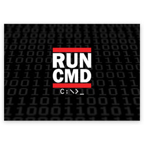 Поздравительная открытка с принтом RUN CMD в Курске, 100% бумага | плотность бумаги 280 г/м2, матовая, на обратной стороне линовка и место для марки
 | Тематика изображения на принте: admin | administrator | calm | cmd | code | coder | coding | dmc | engineer | job | keep | programmer | run | администратор | айти | инженер | код | кодинг | программа | программист | профессия | сисадмин