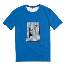 Мужская футболка 3D с принтом Девочка с шаром в Курске, 100% полиэфир | прямой крой, круглый вырез горловины, длина до линии бедер | Тематика изображения на принте: 