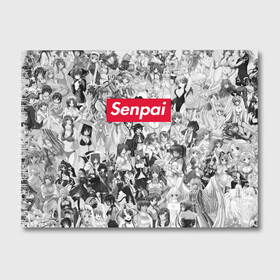 Альбом для рисования с принтом SENPAI в Курске, 100% бумага
 | матовая бумага, плотность 200 мг. | ahegao | anime | face | girl | girls | sempai | senpai | аниме | ахегао | белые | девушки | коллаж | семпай | сенпай | тян | тянка | тянки | тяночки | фейс | чб | черное