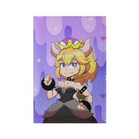 Обложка для паспорта матовая кожа с принтом Bowsette в Курске, натуральная матовая кожа | размер 19,3 х 13,7 см; прозрачные пластиковые крепления | Тематика изображения на принте: 