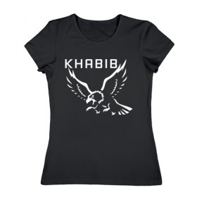 Женская футболка хлопок с принтом Khabib The Eagle в Курске, 100% хлопок | прямой крой, круглый вырез горловины, длина до линии бедер, слегка спущенное плечо | 