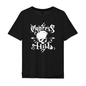 Мужская футболка хлопок Oversize с принтом Cypress Hill в Курске, 100% хлопок | свободный крой, круглый ворот, “спинка” длиннее передней части | cypress hill | hip hop | music | rap | музыка | рэп | хип хоп | череп