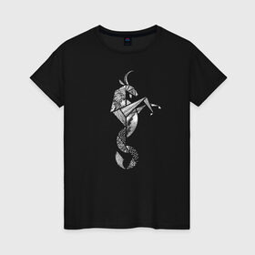 Женская футболка хлопок с принтом Козерог в Курске, 100% хлопок | прямой крой, круглый вырез горловины, длина до линии бедер, слегка спущенное плечо | 
