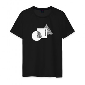 Мужская футболка хлопок с принтом Геометрический контраст в Курске, 100% хлопок | прямой крой, круглый вырез горловины, длина до линии бедер, слегка спущенное плечо. | 