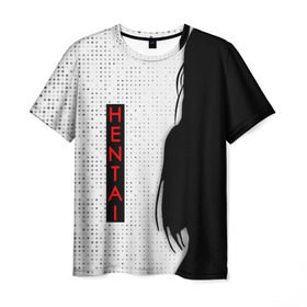 Мужская футболка 3D с принтом HENTAI в Курске, 100% полиэфир | прямой крой, круглый вырез горловины, длина до линии бедер | ahegao | kawai | kowai | oppai | otaku | senpai | sugoi | waifu | yandere | ахегао | ковай | отаку | сенпай | яндере