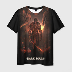 Мужская футболка 3D с принтом Dark Souls в Курске, 100% полиэфир | прямой крой, круглый вырез горловины, длина до линии бедер | Тематика изображения на принте: 3 | dark | darksouls | praise | soul | souls | the sun | дарк | души | мертвец | рыцарь | соул | соулс | тёмные