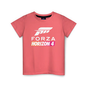 Детская футболка хлопок с принтом Forza Horizon 4 в Курске, 100% хлопок | круглый вырез горловины, полуприлегающий силуэт, длина до линии бедер | auto | car | forza | game | horizon | mclaren | motorsport | race | авто | гонки | игра | машина