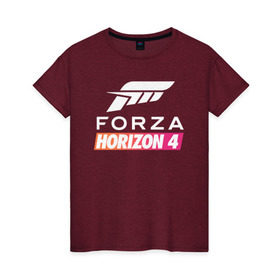 Женская футболка хлопок с принтом Forza Horizon 4 в Курске, 100% хлопок | прямой крой, круглый вырез горловины, длина до линии бедер, слегка спущенное плечо | auto | car | forza | game | horizon | mclaren | motorsport | race | авто | гонки | игра | машина