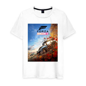 Мужская футболка хлопок с принтом Forza Horizon 4 в Курске, 100% хлопок | прямой крой, круглый вырез горловины, длина до линии бедер, слегка спущенное плечо. | auto | car | forza | game | horizon | mclaren | motorsport | race | авто | гонки | игра | машина