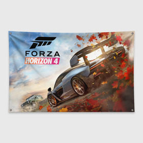 Флаг-баннер с принтом Forza Horizon 4 в Курске, 100% полиэстер | размер 67 х 109 см, плотность ткани — 95 г/м2; по краям флага есть четыре люверса для крепления | auto | car | forza | game | horizon | mclaren | motorsport | race | авто | гонки | игра | машина