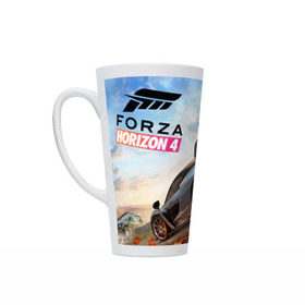 Кружка Латте с принтом Forza Horizon 4 в Курске, Белая керамика | Объем 480 мл; Высота 150 мм; Диаметр 90 мм | auto | car | forza | game | horizon | mclaren | motorsport | race | авто | гонки | игра | машина