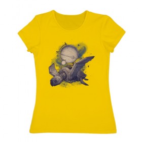 Женская футболка хлопок с принтом Стимпанк такси в Курске, 100% хлопок | прямой крой, круглый вырез горловины, длина до линии бедер, слегка спущенное плечо | 