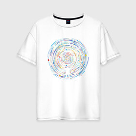 Женская футболка хлопок Oversize с принтом КосмоDj в Курске, 100% хлопок | свободный крой, круглый ворот, спущенный рукав, длина до линии бедер
 | dj | space | астронавт | диджей | диск | космонавт | космос | музыка | планеты | пластинка | солнечная система