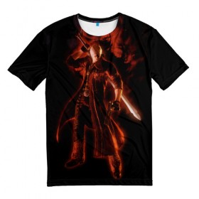 Мужская футболка 3D с принтом Devil May Cry (Dante) в Курске, 100% полиэфир | прямой крой, круглый вырез горловины, длина до линии бедер | dante | devil may cry | dmc | игры