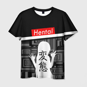 Мужская футболка 3D с принтом Hentai в Курске, 100% полиэфир | прямой крой, круглый вырез горловины, длина до линии бедер | ahegao | kawai | kowai | oppai | otaku | senpai | sugoi | waifu | yandere | ахегао | ковай | отаку | сенпай | яндере