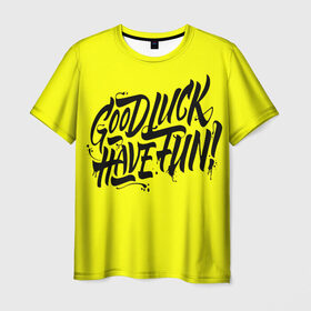 Мужская футболка 3D с принтом GL HF в Курске, 100% полиэфир | прямой крой, круглый вырез горловины, длина до линии бедер | Тематика изображения на принте: counter | dota | gg | gl hf | good luck | have fun | гг | гл хф | дота | контра