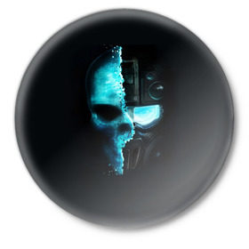 Значок с принтом Tom Clancy’s Ghost Recon в Курске,  металл | круглая форма, металлическая застежка в виде булавки | Тематика изображения на принте: wildlands | маска | призраки | череп | шлем | шутер