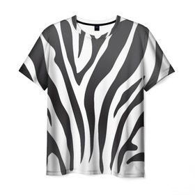 Мужская футболка 3D с принтом Зебра принт в Курске, 100% полиэфир | прямой крой, круглый вырез горловины, длина до линии бедер | Тематика изображения на принте: абстракция | африка | белый | зебра | парнокопытное | принт | сафари | чб | черный