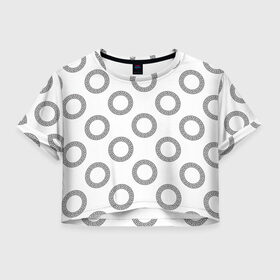Женская футболка Cropp-top с принтом Греческий орнамент в Курске, 100% полиэстер | круглая горловина, длина футболки до линии талии, рукава с отворотами | 