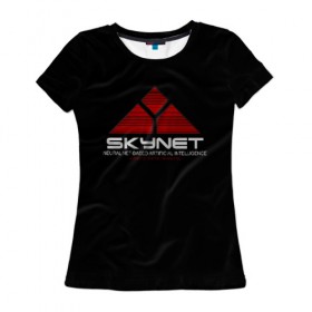 Женская футболка 3D с принтом SKYNET в Курске, 100% полиэфир ( синтетическое хлопкоподобное полотно) | прямой крой, круглый вырез горловины, длина до линии бедер | ai | terminator | арни | арнольд шварценеггер | ии | искусственный интеллект | киборг | культовое кино | скайнет | терминатор | шварц