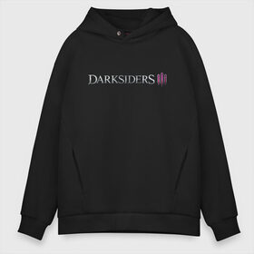 Мужское худи Oversize хлопок с принтом Darksiders 3 в Курске, френч-терри — 70% хлопок, 30% полиэстер. Мягкий теплый начес внутри —100% хлопок | боковые карманы, эластичные манжеты и нижняя кромка, капюшон на магнитной кнопке | 3 | darkside | darksider | darksiders | апокалипсиса | всадники | даркайдерс | дарксайд | дарксайдер | лого | логотип | ярость