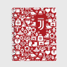 Тетрадь с принтом Juventus Новогодний в Курске, 100% бумага | 48 листов, плотность листов — 60 г/м2, плотность картонной обложки — 250 г/м2. Листы скреплены сбоку удобной пружинной спиралью. Уголки страниц и обложки скругленные. Цвет линий — светло-серый
 | club | football | juventus | белый | италия | клуб | форма | черный | ювентус