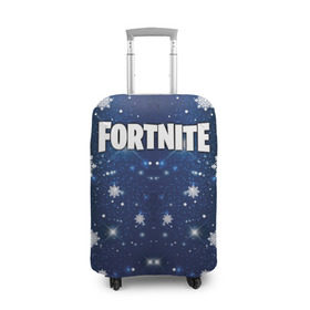 Чехол для чемодана 3D с принтом Fortnite Новогодний в Курске, 86% полиэфир, 14% спандекс | двустороннее нанесение принта, прорези для ручек и колес | 
