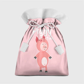 Подарочный 3D мешок с принтом Piggy Time в Курске, 100% полиэстер | Размер: 29*39 см | 2019 | merry christmas | new year | год свиньи | зима | новый год | поросенок | праздник | рождество | свинка | свинья