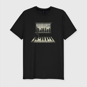 Мужская футболка премиум с принтом Город музыки в Курске, 92% хлопок, 8% лайкра | приталенный силуэт, круглый вырез ворота, длина до линии бедра, короткий рукав | urban | гитара | город | город музыки | звуки | клавиши | минимализм | музыка | пианино | птицы | рояль