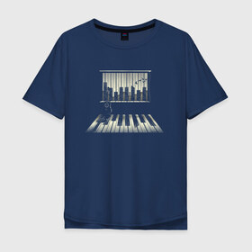 Мужская футболка хлопок Oversize с принтом Город музыки в Курске, 100% хлопок | свободный крой, круглый ворот, “спинка” длиннее передней части | urban | гитара | город | город музыки | звуки | клавиши | минимализм | музыка | пианино | птицы | рояль