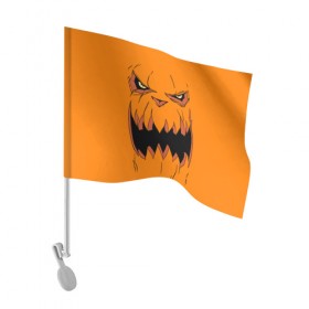 Флаг для автомобиля с принтом Halloween в Курске, 100% полиэстер | Размер: 30*21 см | Тематика изображения на принте: halloween | orange | pumpkin | scary | оранжевая | страшная | тыква | ужас | хэллоуин