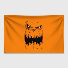 Флаг-баннер с принтом Halloween в Курске, 100% полиэстер | размер 67 х 109 см, плотность ткани — 95 г/м2; по краям флага есть четыре люверса для крепления | halloween | orange | pumpkin | scary | оранжевая | страшная | тыква | ужас | хэллоуин