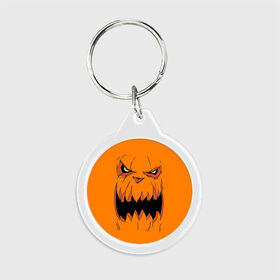Брелок круглый с принтом Halloween в Курске, пластик и полированная сталь | круглая форма, металлическое крепление в виде кольца | halloween | orange | pumpkin | scary | оранжевая | страшная | тыква | ужас | хэллоуин