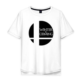 Мужская футболка хлопок Oversize с принтом Зима Близко / Winter is Coming в Курске, 100% хлопок | свободный крой, круглый ворот, “спинка” длиннее передней части | 